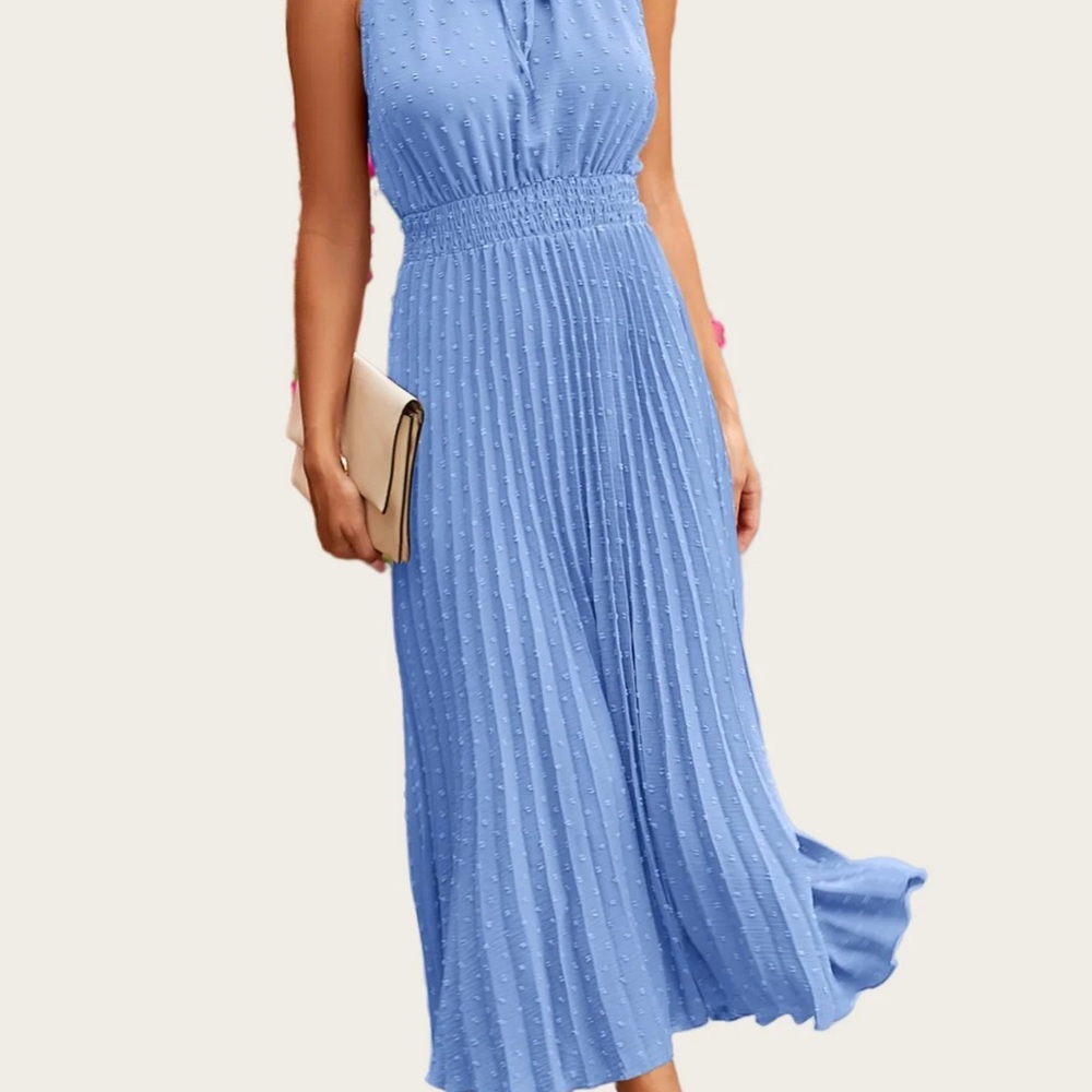 Chic Sleeveless Blue Maxi Dress